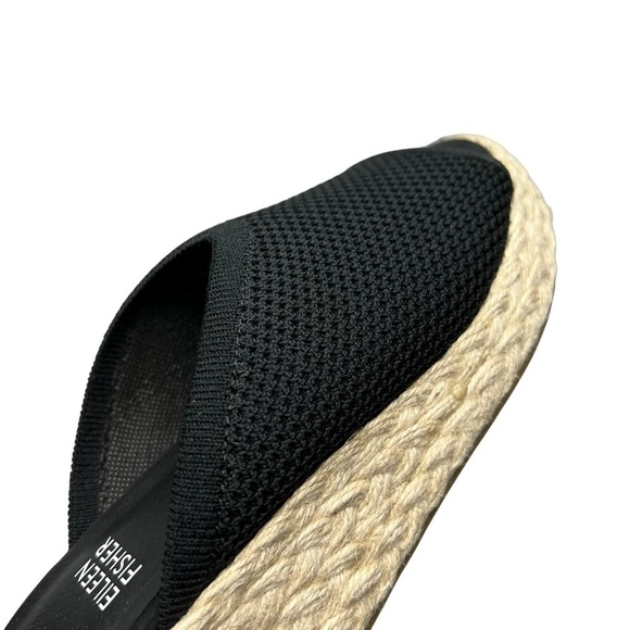 NWOT EILEEN FISHER Tali Platform Wedge Slip On Black Sandals Women's Siz… - Picture 5 of 16